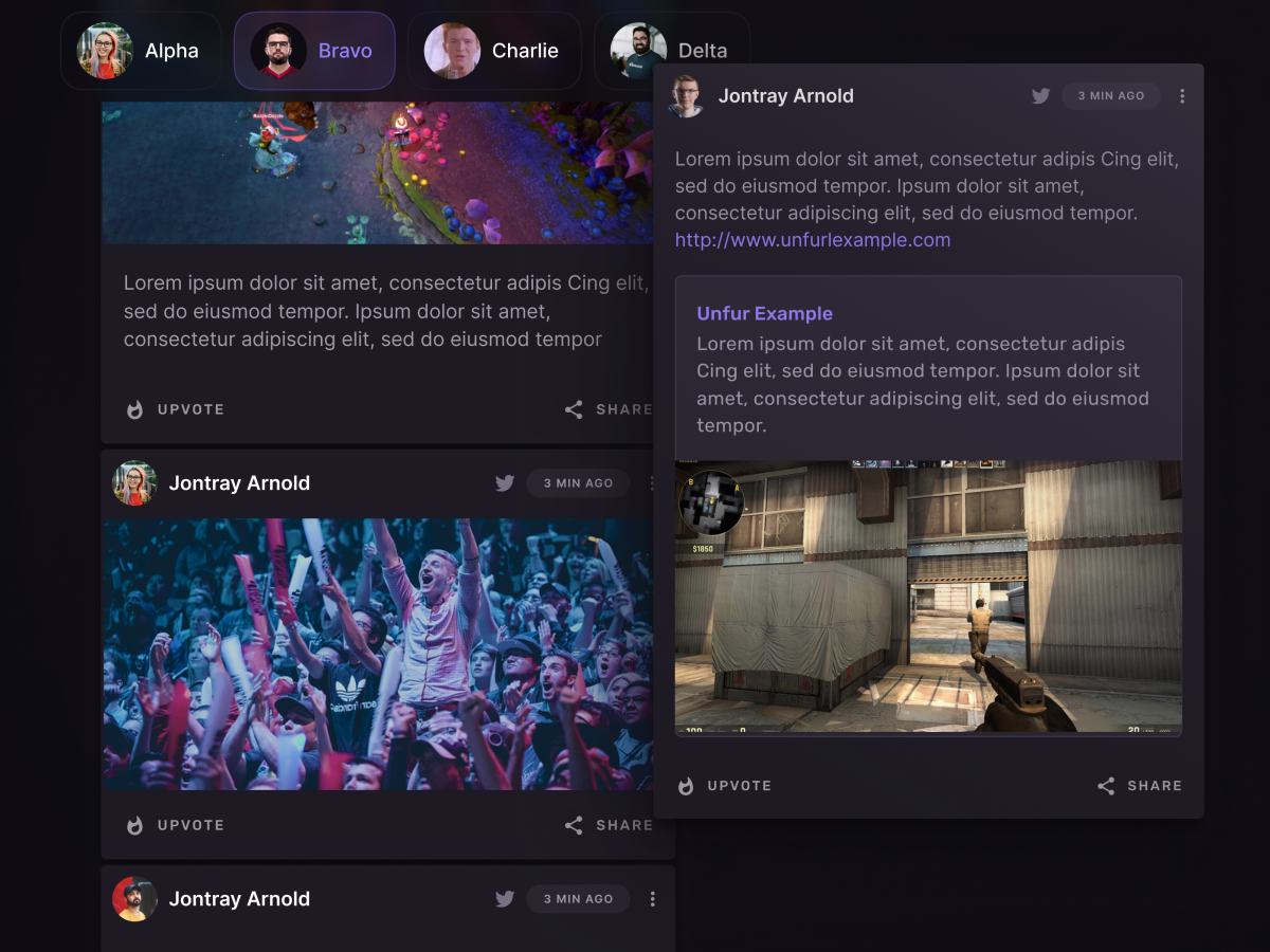 Kokyo Mobile App Timeline Screenshot of the timeline page in the Kokyo mobile web application. A post entry is zoomed in for detailed view.